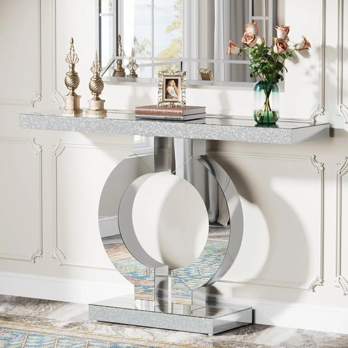 Tribesigns Modern Mirrored Console Table for Elegant Entryways