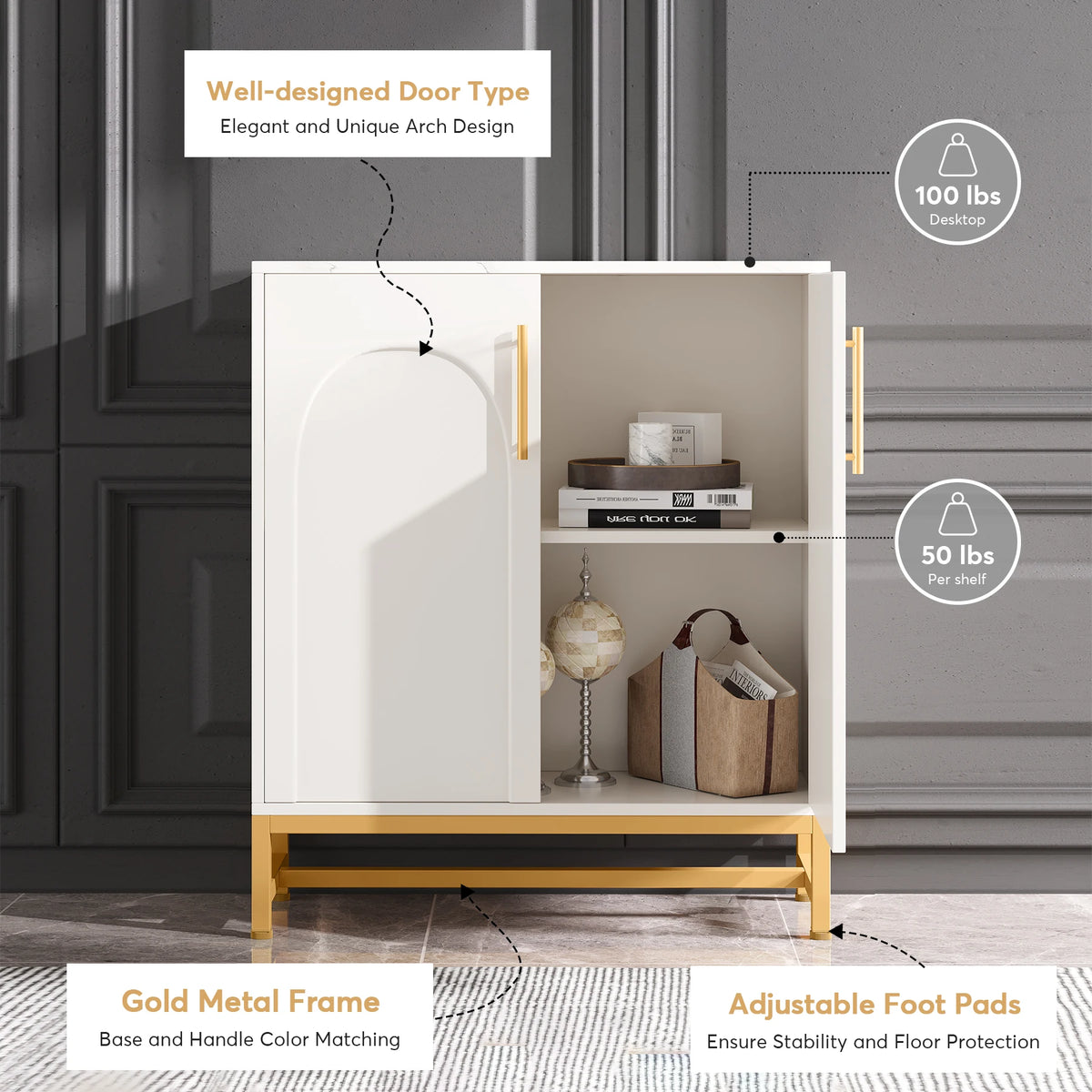 Tribesigns Modern Sideboard Buffet Cabinet with Adjustable Shelves