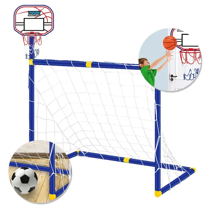 Kmoist Two In One Basketball Stand Football Goal Toy Set