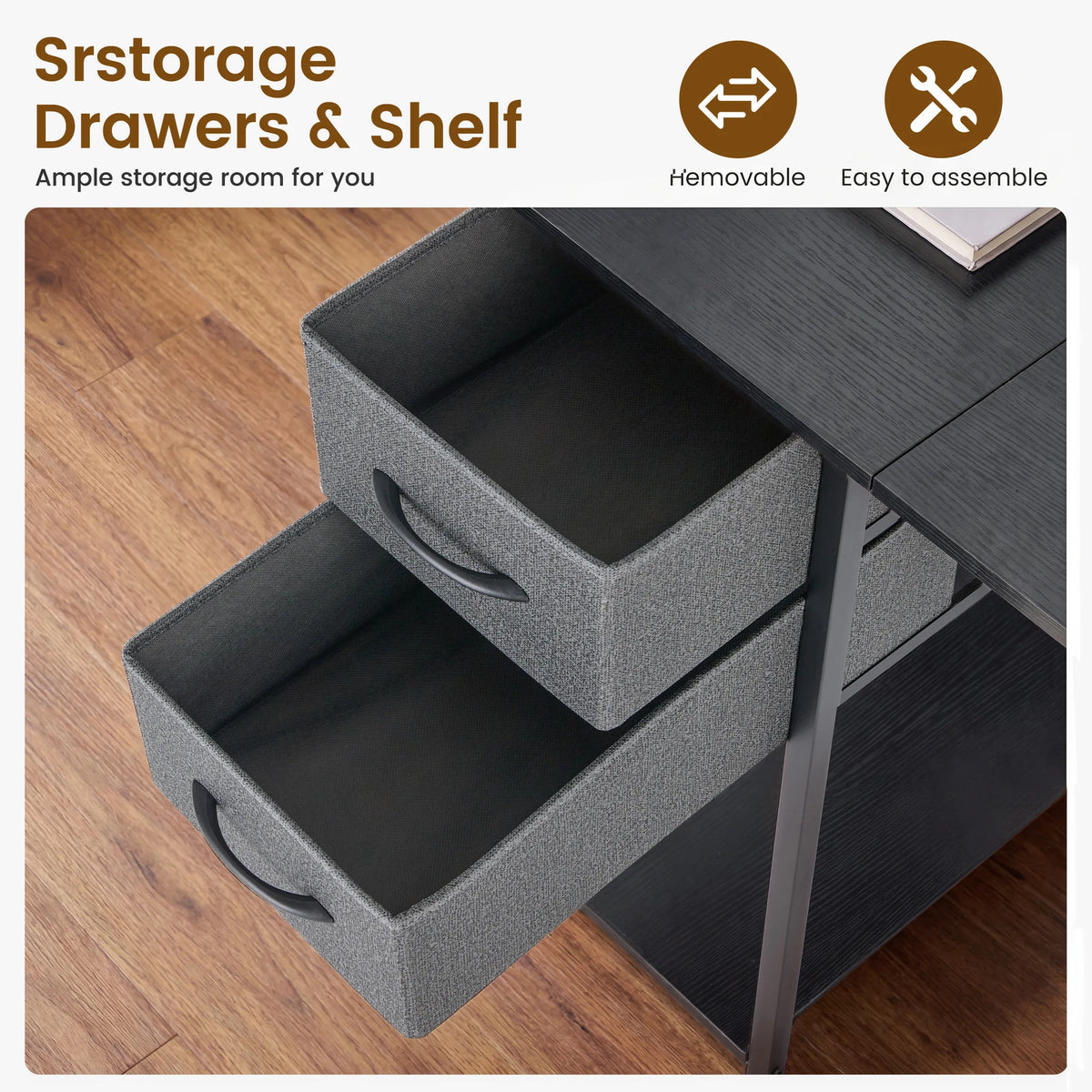 MCQ Standing Office Desk With Drawers, Storage And Side Hook