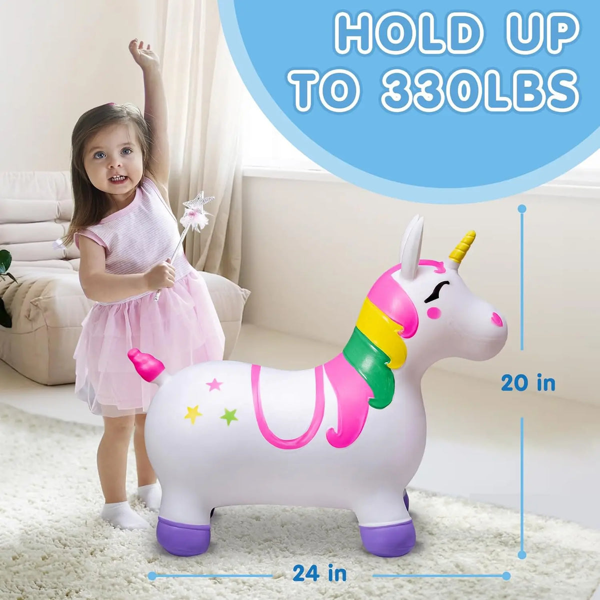 Joyfy Bouncy Unicorn Ride On Hopper Toy for Active Play