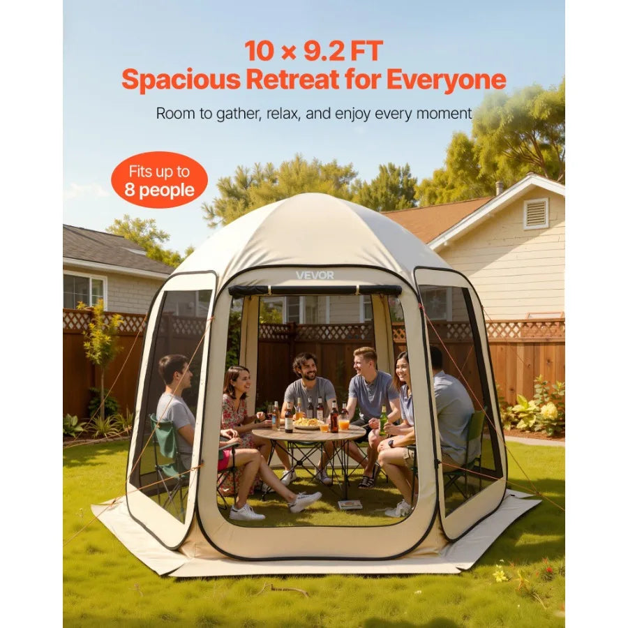 Pop Up Screen House Tent With Mesh Sides For Outdoors
