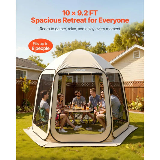 Pop Up Screen House Tent With Mesh Sides For Outdoors