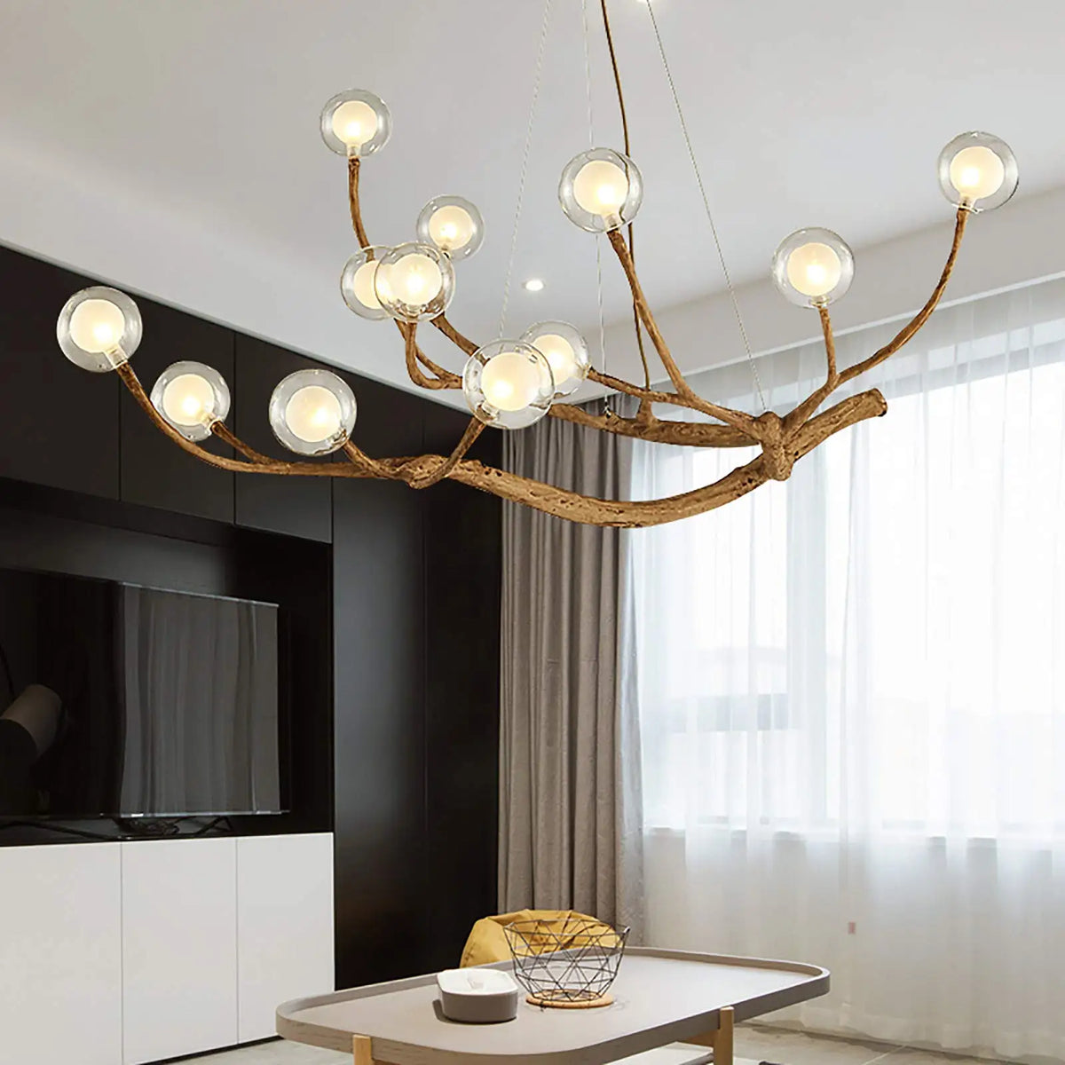 Bymaocar Retro Glass Globe Branch Chandelier With Modern Pendant Lighting