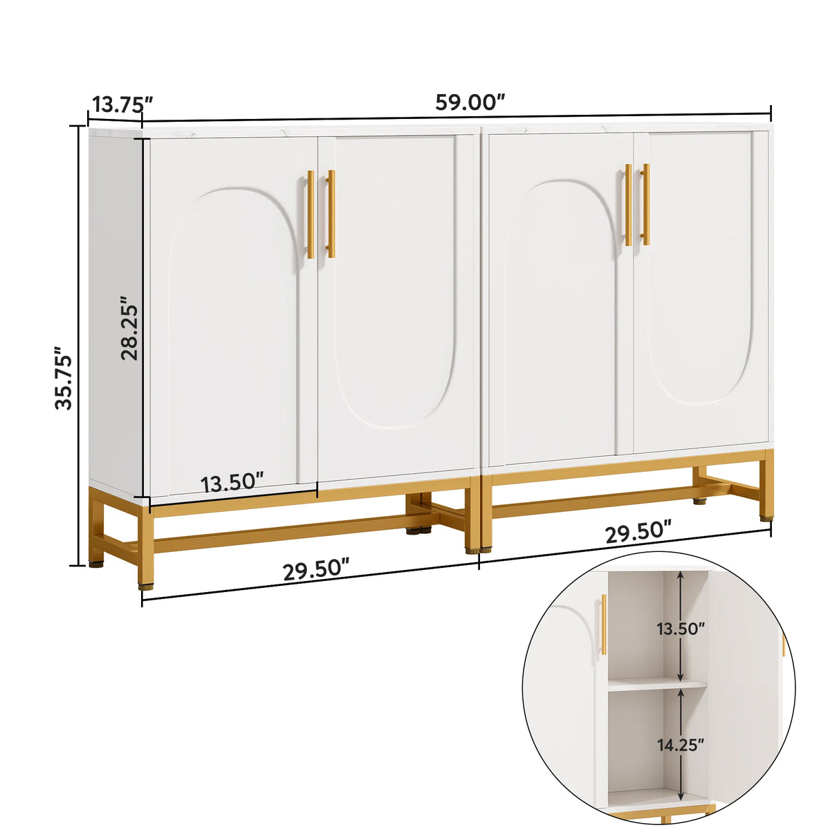 Tribesigns Modern Sideboard Buffet Cabinet with Adjustable Shelves