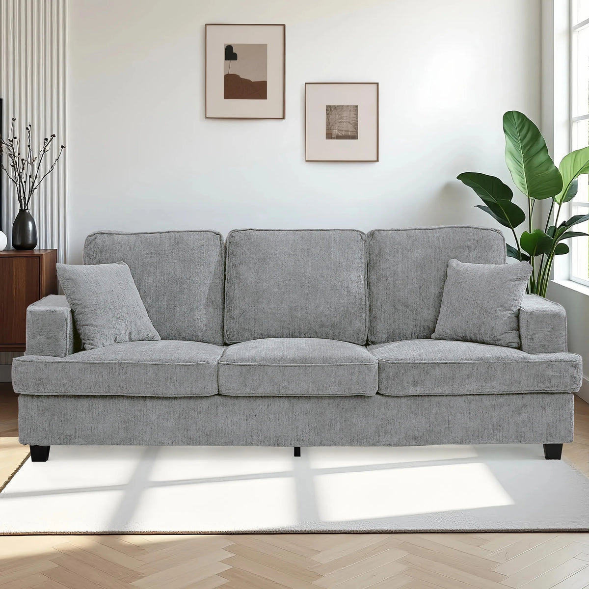 Modern Chenille Cloud Sofa With Soft Seats For Living Room