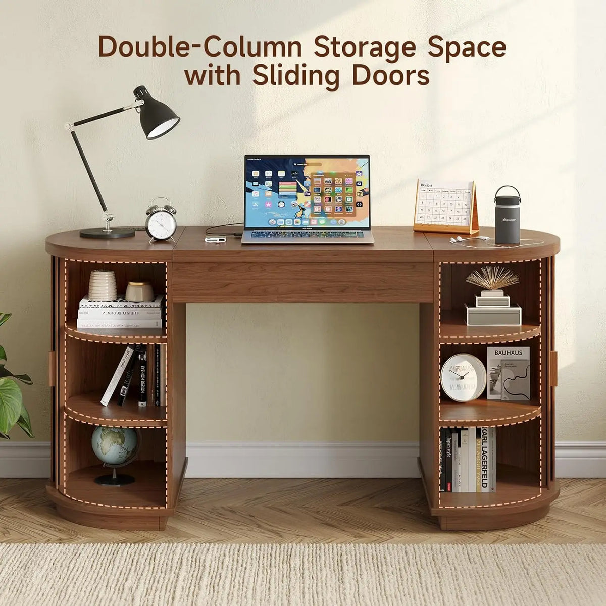 Onbrill Lift Top Office Desk With Usb Ports And Storage