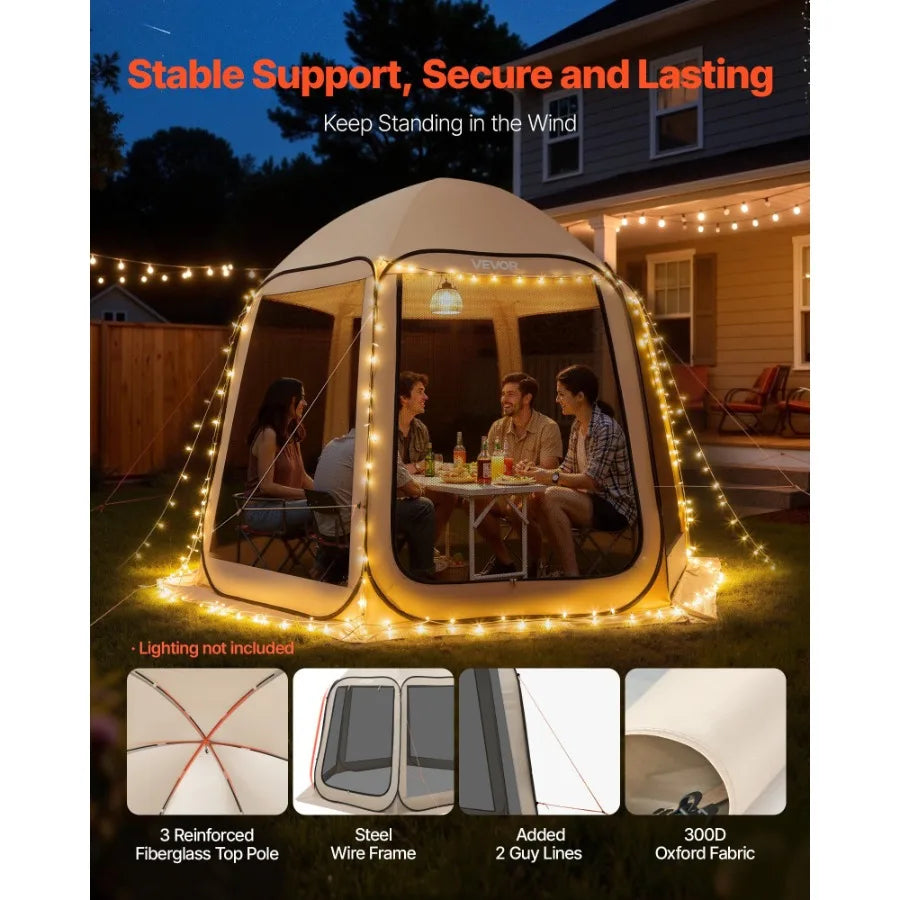 Pop Up Screen House Tent With Mesh Sides For Outdoors